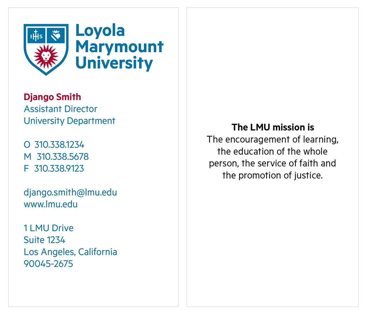 Standard Business Card with Mission Statement Backing