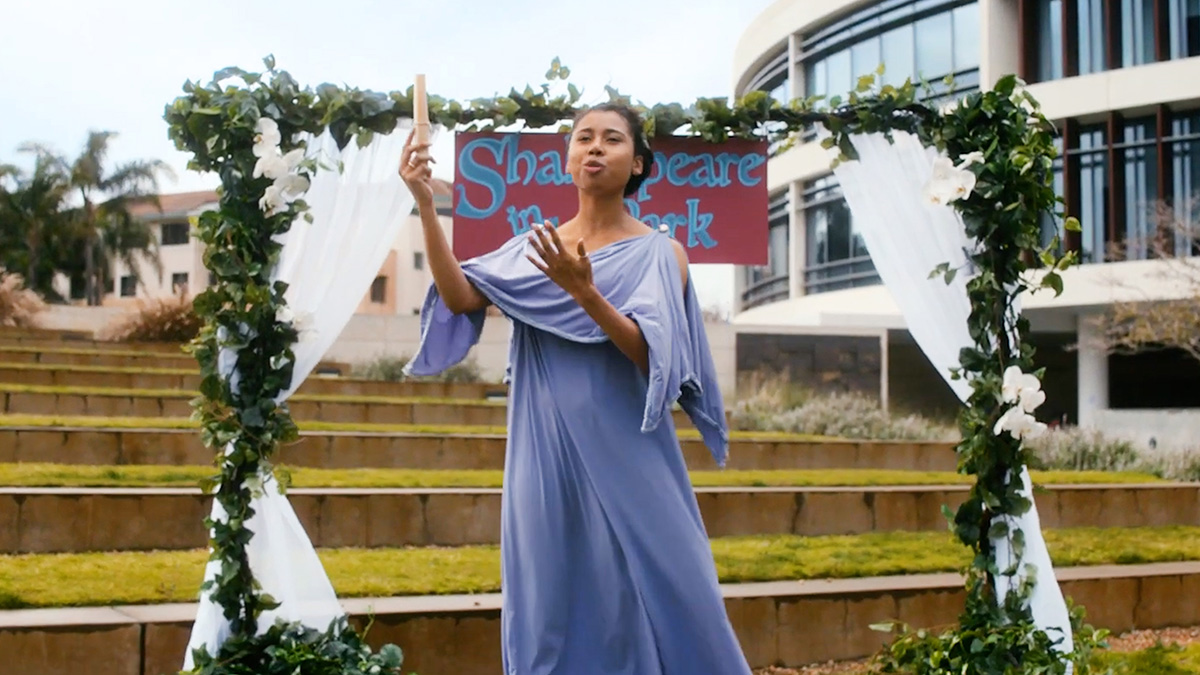 Student performing Shakespeare