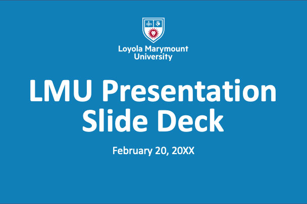 Intro slide to the LMU branded Powerpoint template