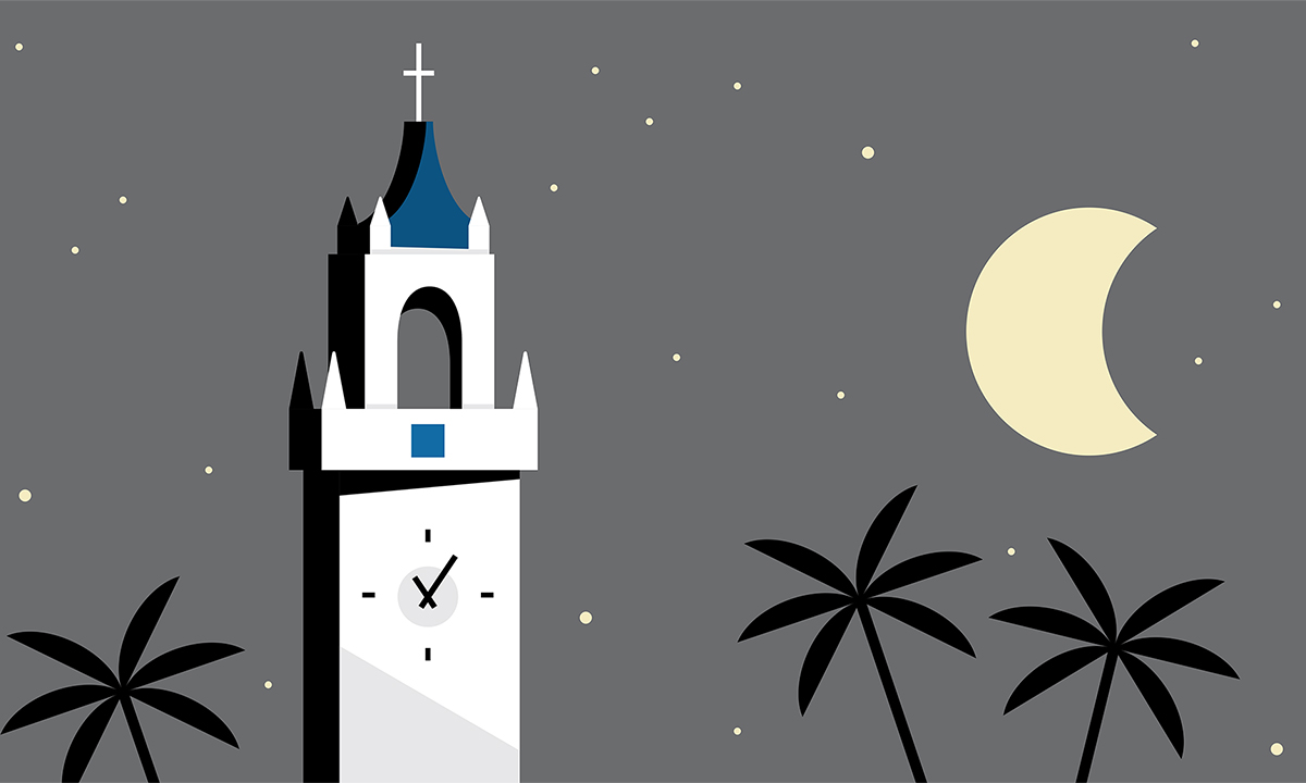 Tower with palm trees