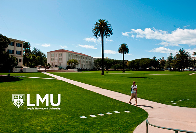 White logo over the grass in Sunken Garden