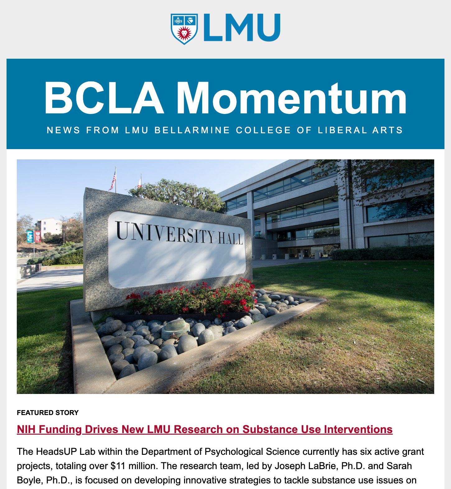 LMU Blue Header Email Template