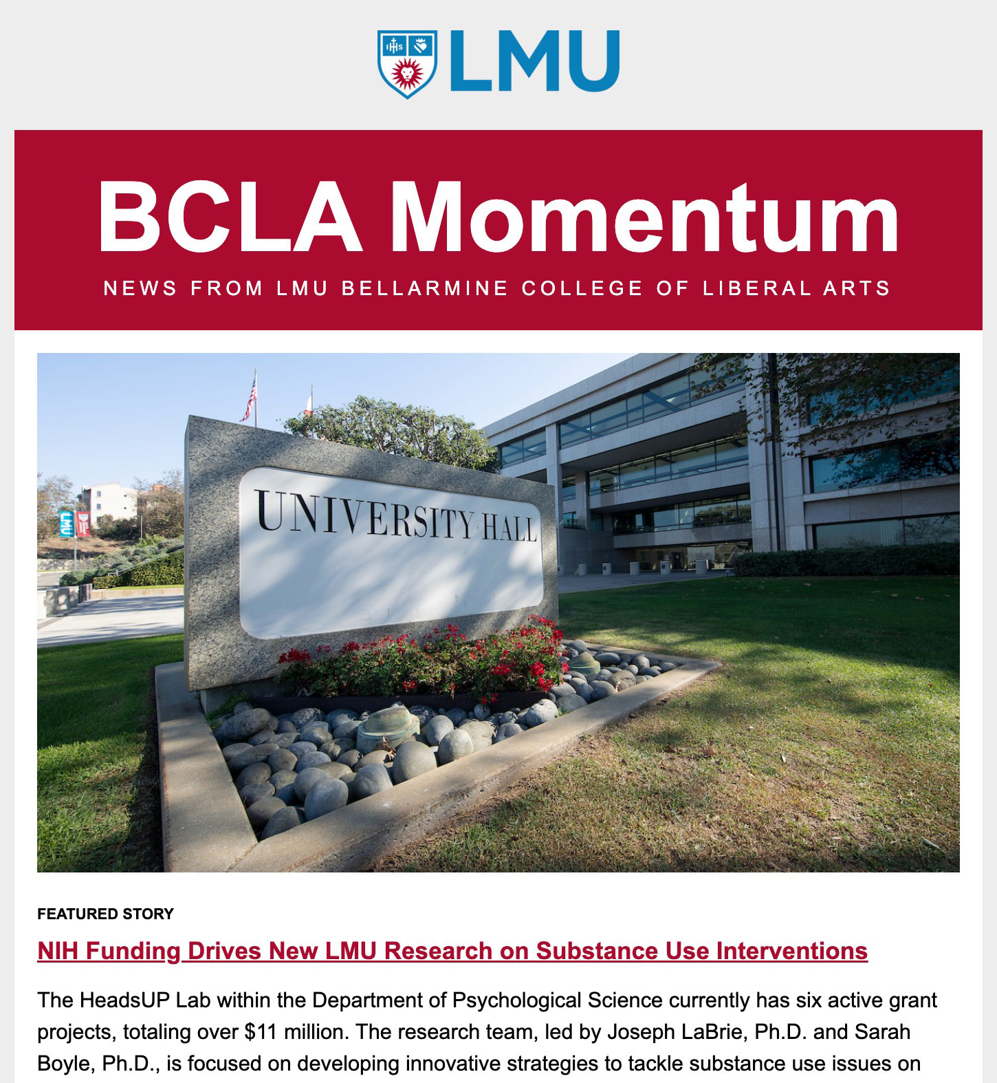 LMU Crimson Header Email Template