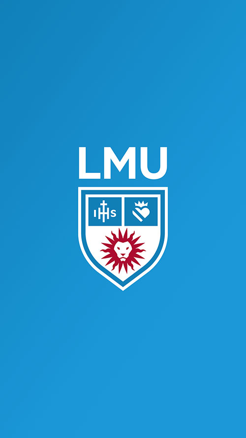 LMU logo and shield mark over a colorful background