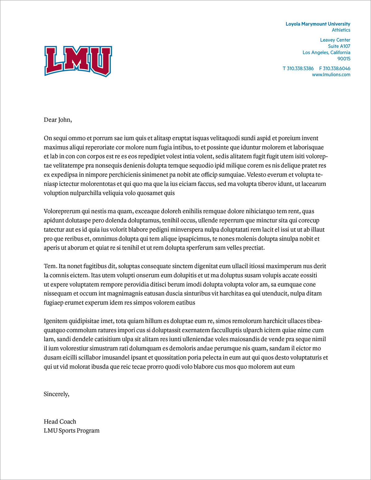 Athletics letterhead